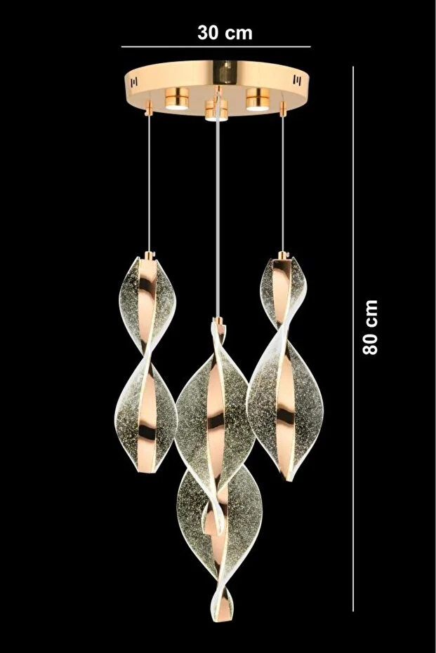 Mars 4'lü Gold Kumandalı 3 Renk Led Lüx Modern Ledli Avize